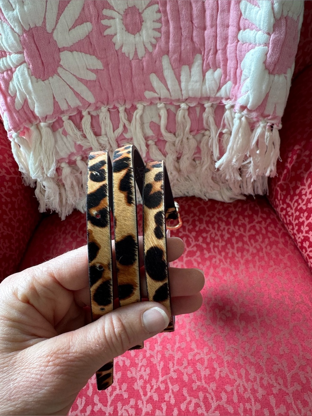 NWT J. Crew Leopard-Print Skinny Belt in Tan, Black and Gold - Picture 2 of 13